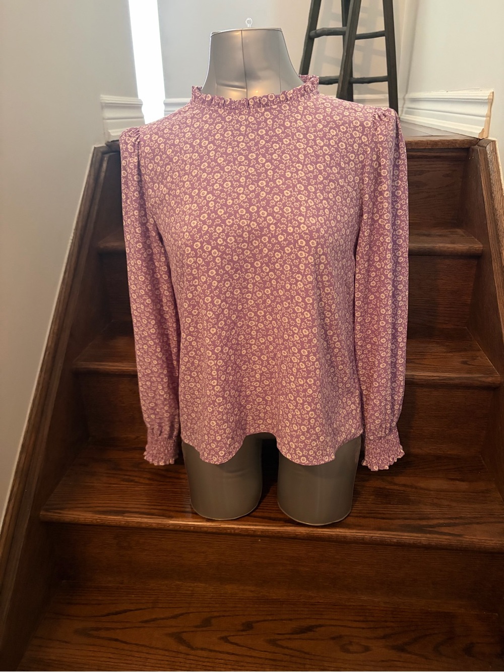 Everly Lavender Floral Mock Neck Blouse